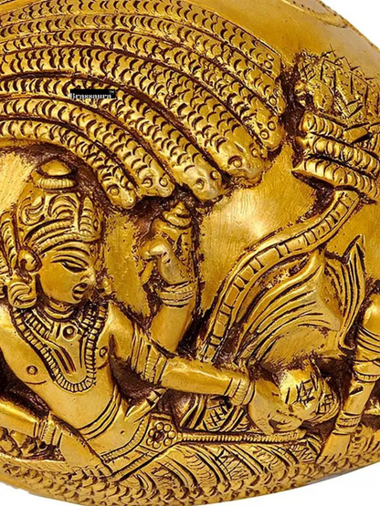 Brassaura™ Sheshshayi Vishnu Conch Brass Statue – Height 7.48 inches | Weight 1.30 kgs
