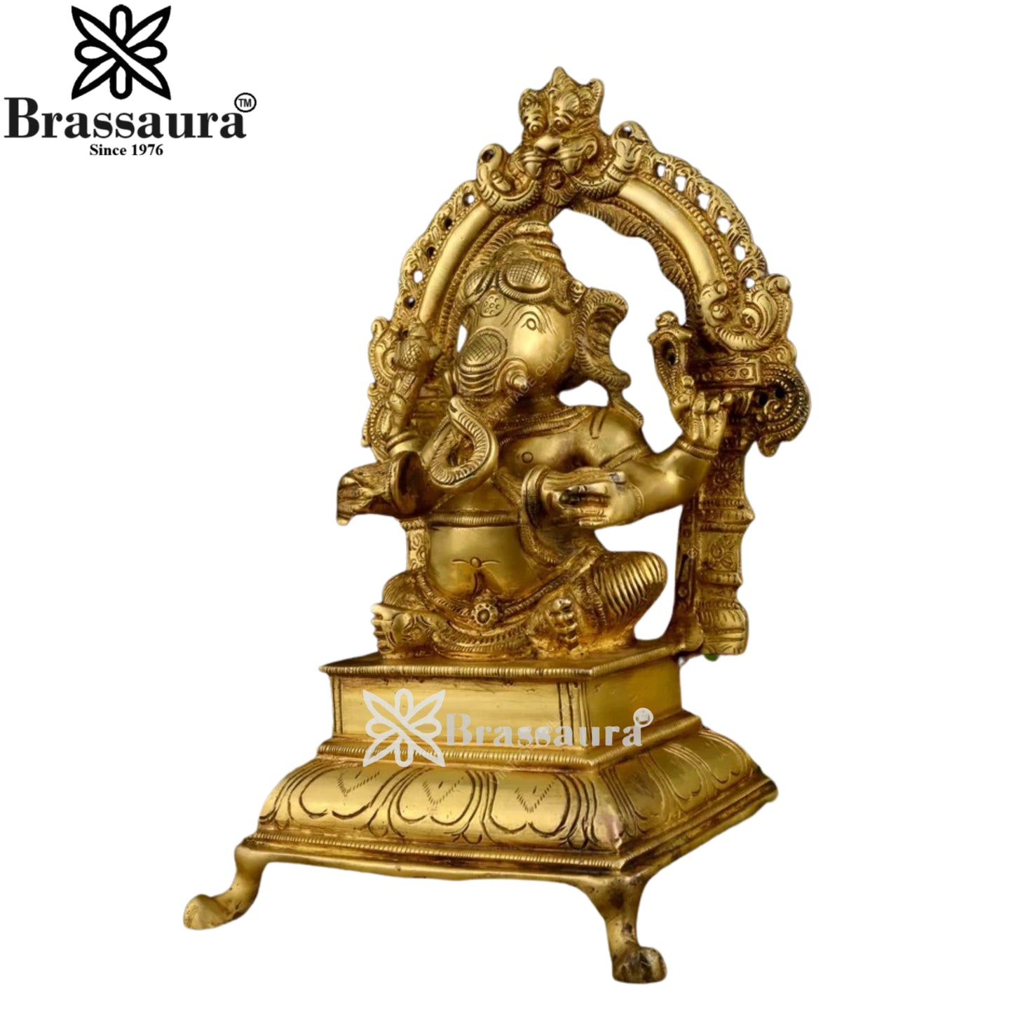 Brass Music Ganesha Play Manjira Statue Weight 1.98 Kg And Height 7.8 Inch