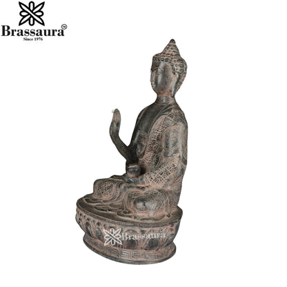 Brass Blessing Buddha Weight 4.7 kg & Height 12 Inch