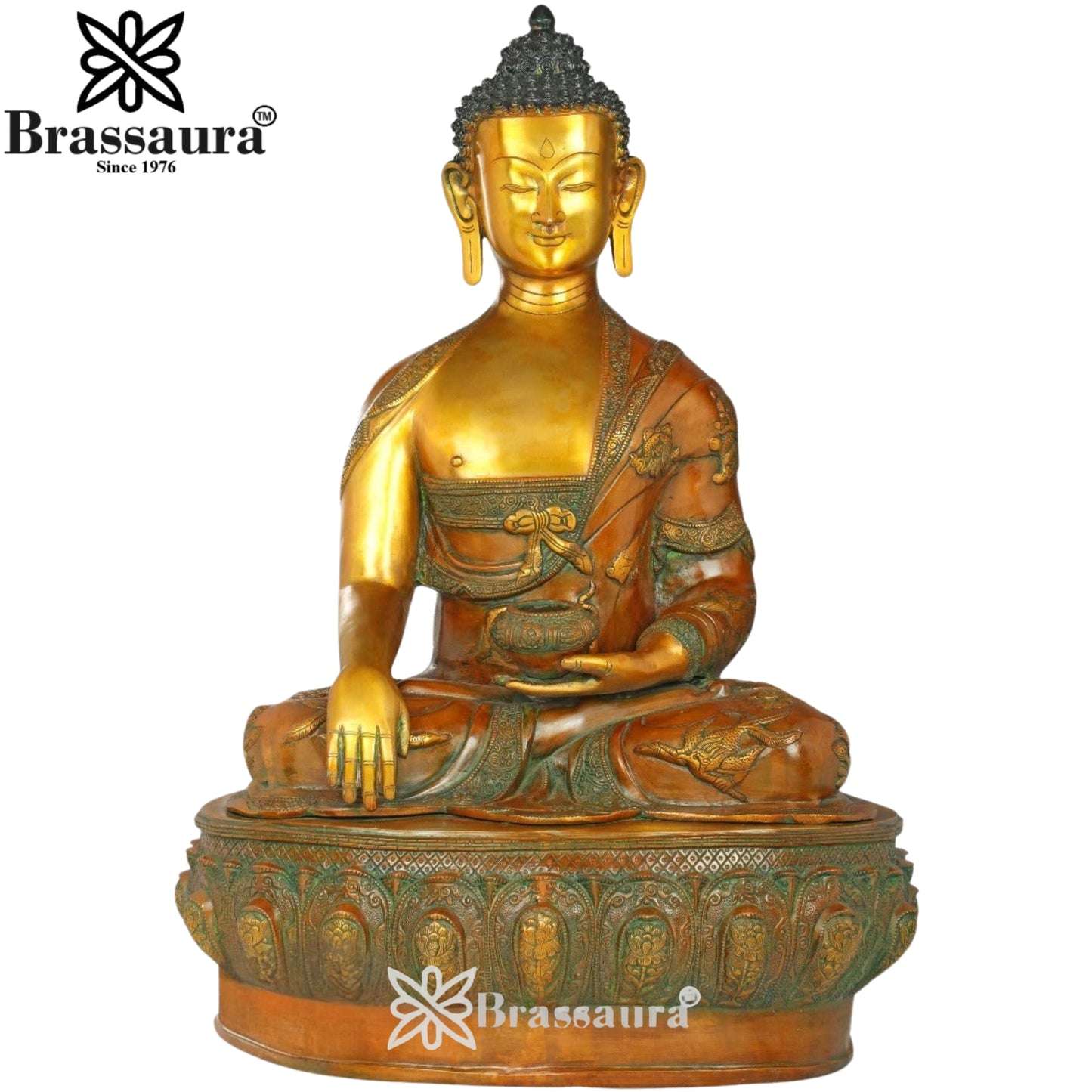 Brass Bhumisprasa Buddha Weight 43 kg & Height 32 Inch