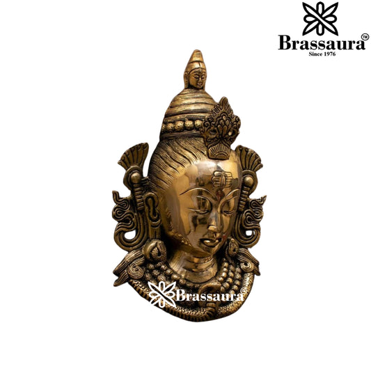 Brassaura™ Brass Artistic Shiva Mukhlingam – Height 4.4 Inches & Weight 1.5 Kgs | Puja Room Accent