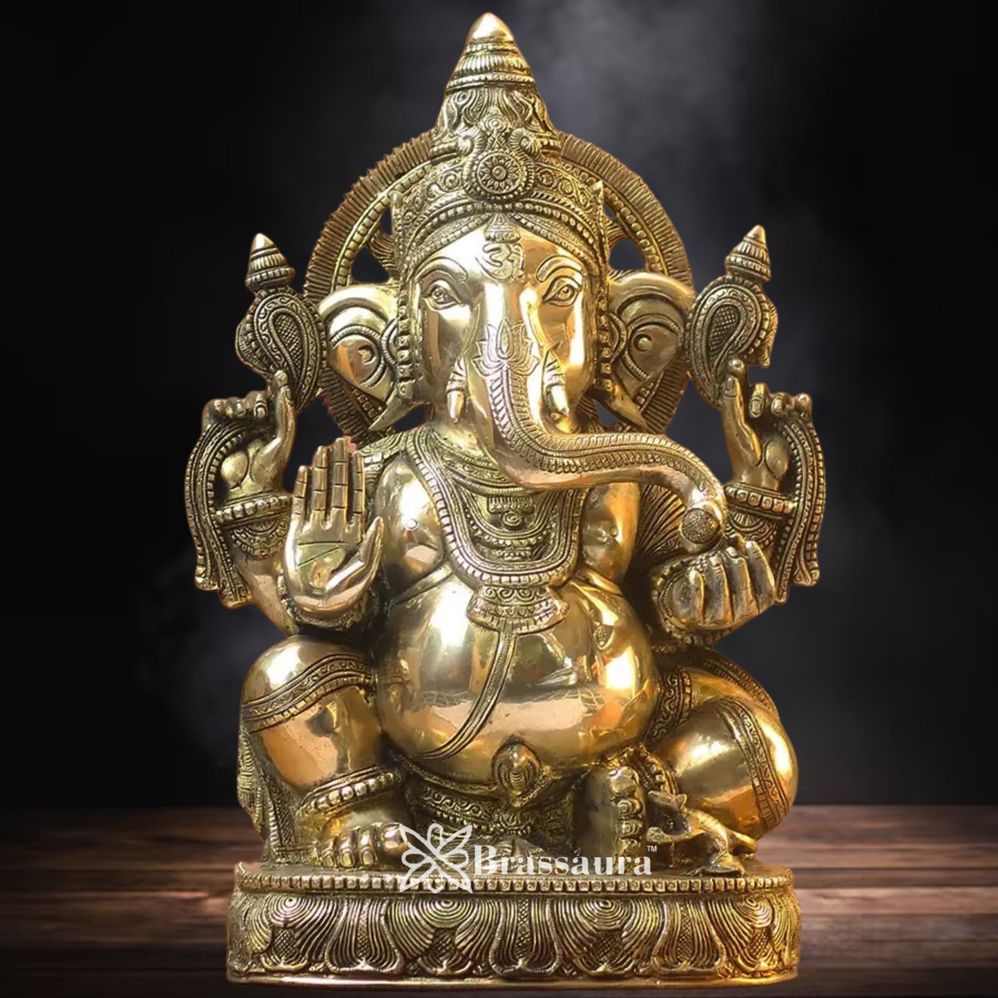 Brass Ganesha Statue Weight 21.55 Kg And Height 19 Inch