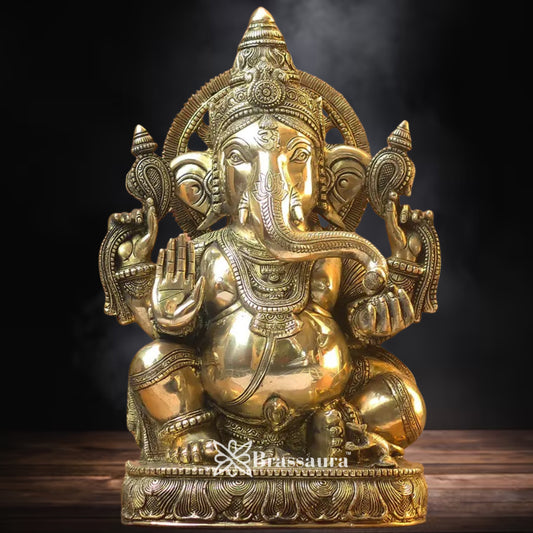 Brass Ganesha Statue Weight 21.55 Kg And Height 19 Inch