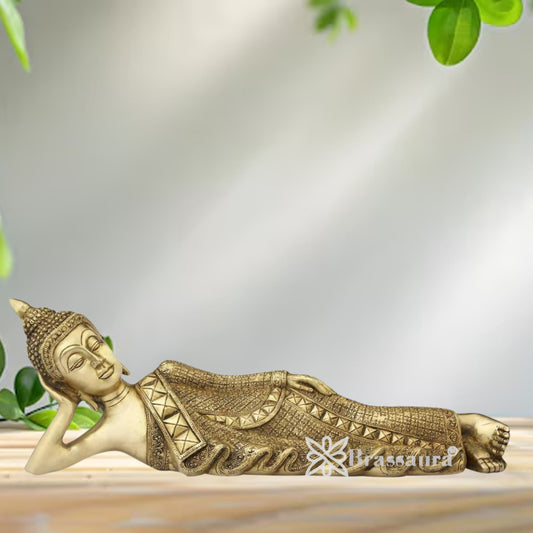 Brass Relaxing  Royal Golden Buddha Weight 4.8 Kg & Height 7 inch