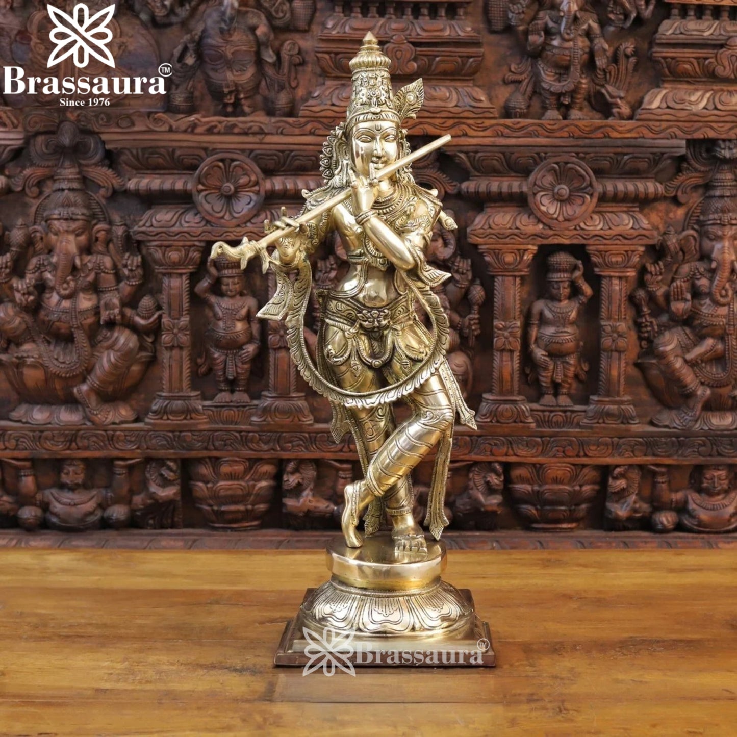 Brass Royal Gold Krishna Murti Weight 17 Kg And Height 28.5 Inch