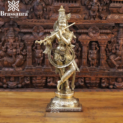 Brass Royal Gold Krishna Murti Weight 17 Kg And Height 28.5 Inch