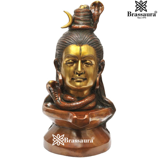 Brass Antique Shiva Face Shivling Weight 16 Kg & Height 19 Inch