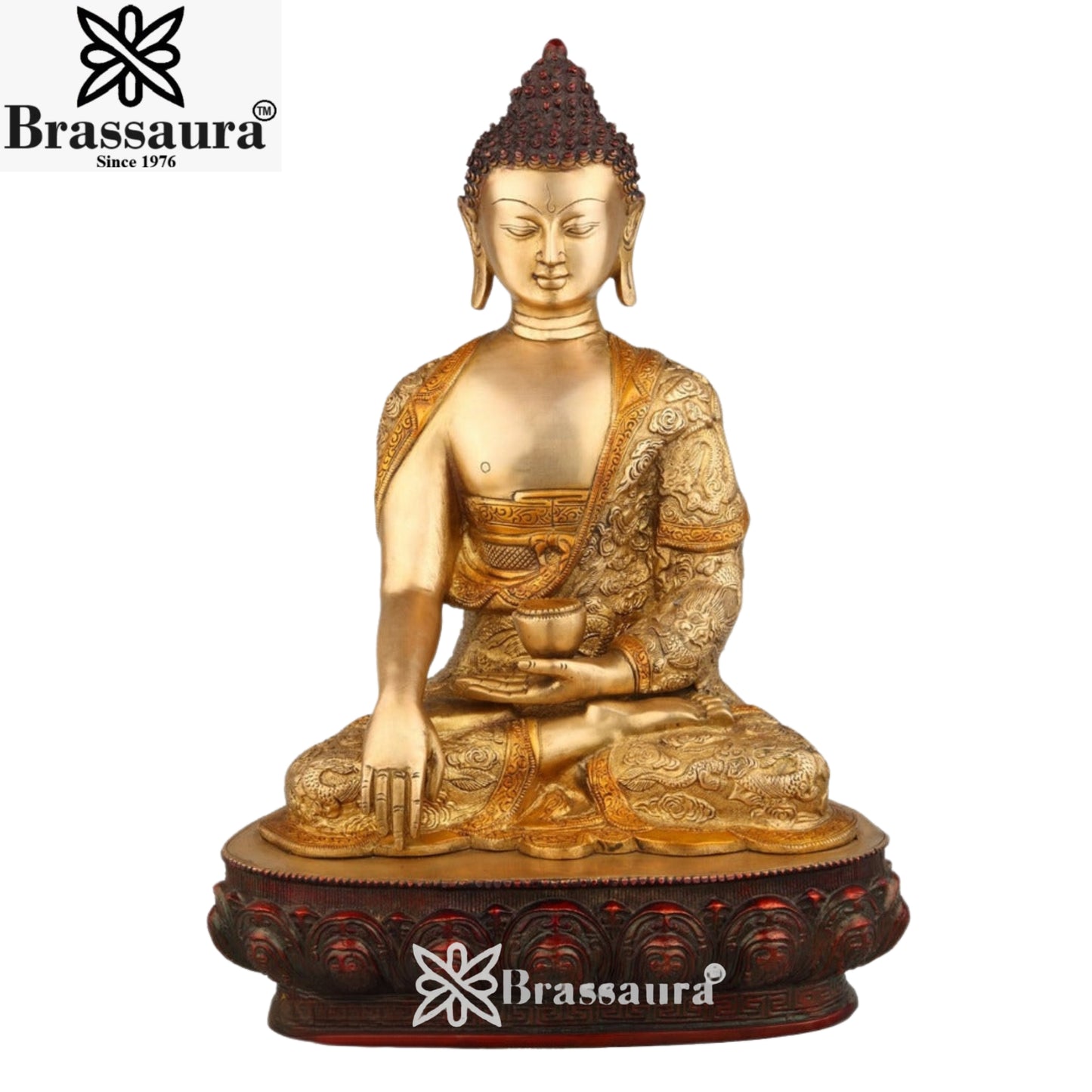 Brass Bhumisprasa Antique Buddha Weight 4.5 kg & Height 12 Inch