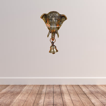 Brass Hanging Ganesha Bell Statue Weight 1.75 Kg & Height 8.5 Inch