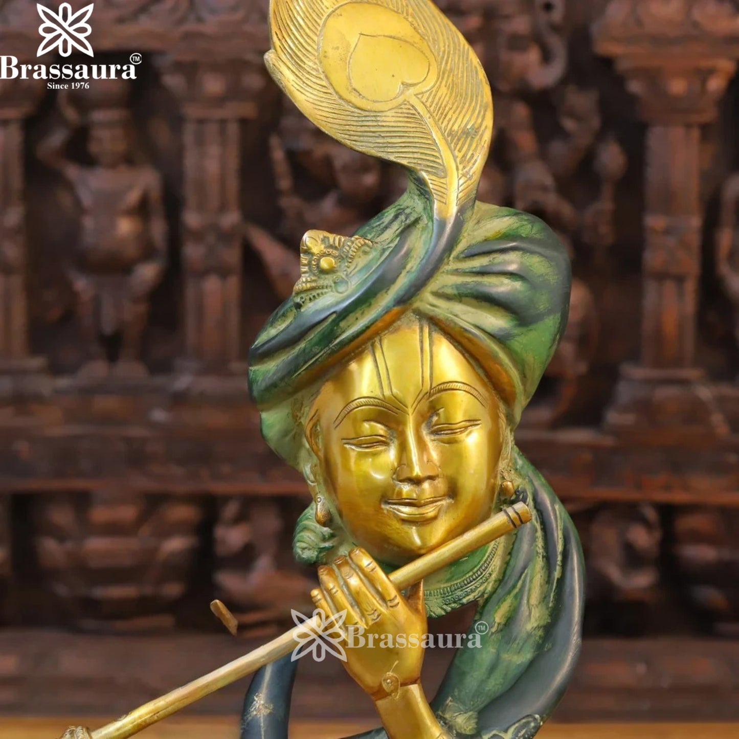 Brass Krishna Murti Weight 6.76 Kg And Height 22 Inch