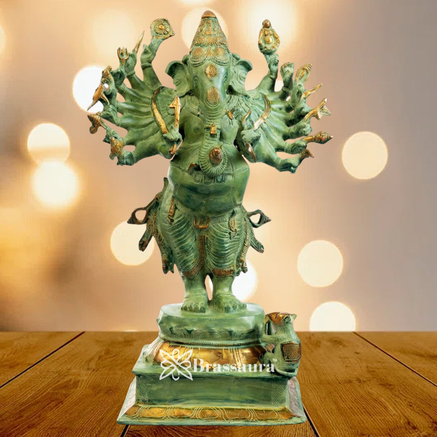 Brass Patina Ganesha Weight 13.5 Kg & Height 19 Inch
