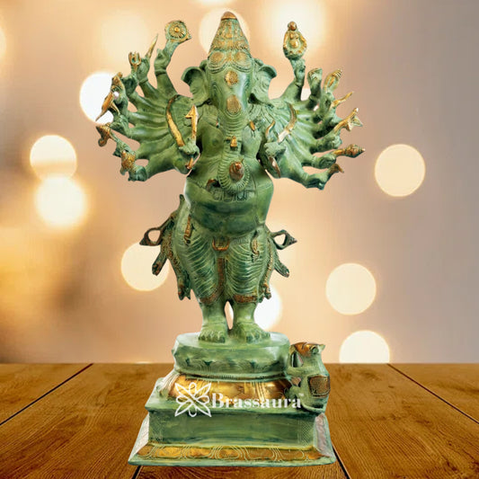 Brass Patina Ganesha Weight 13.5 Kg & Height 19 Inch