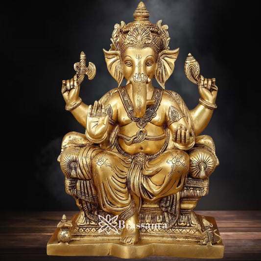 Brass Super fine Ganesha Statue Weight 18 Kg & Height 18 Inch