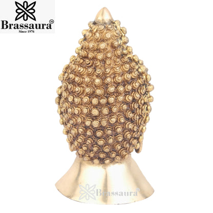 Brass Royal Golden Buddha Head Weight 2.5 Kg & Height 8 Inch