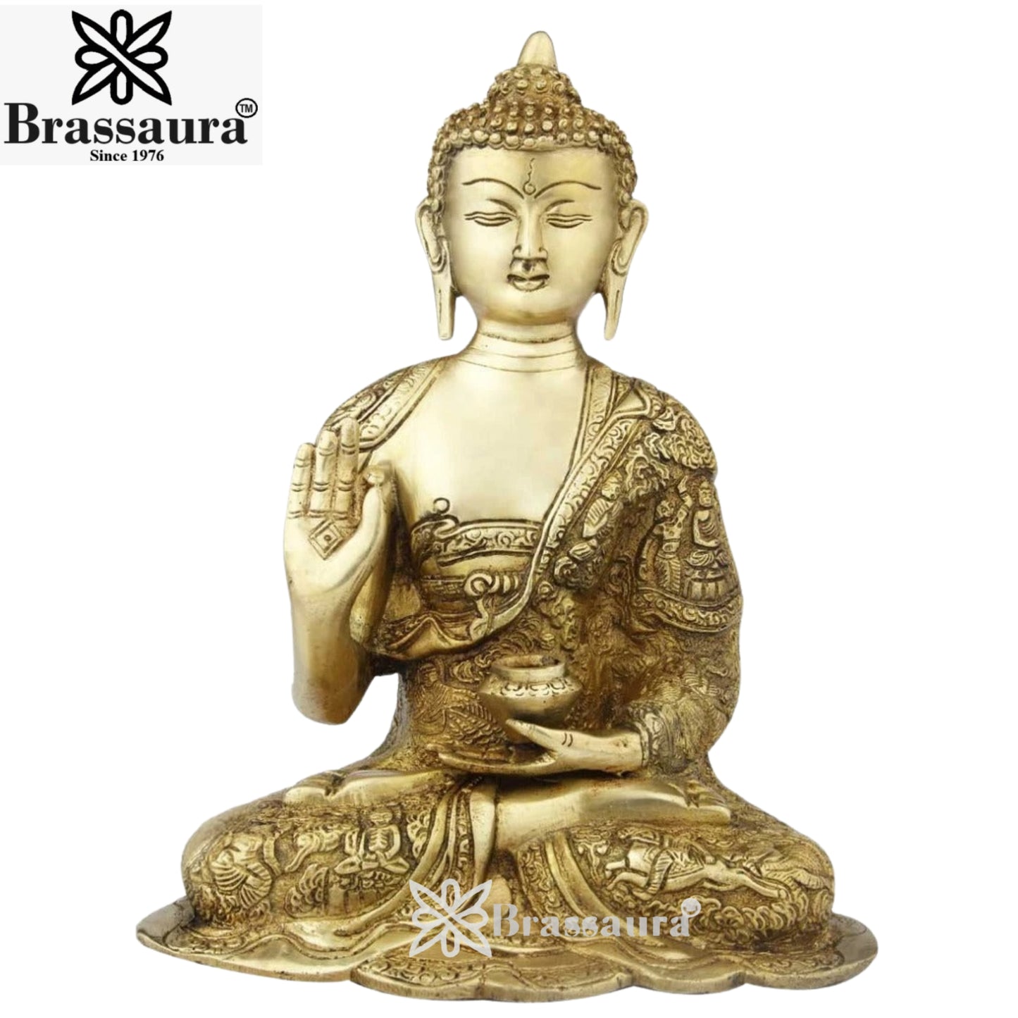 Brass Blessing Artistic Buddha Weight 4.9 kg & Height 13 Inch