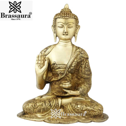 Brass Blessing Artistic Buddha Weight 4.9 kg & Height 13 Inch