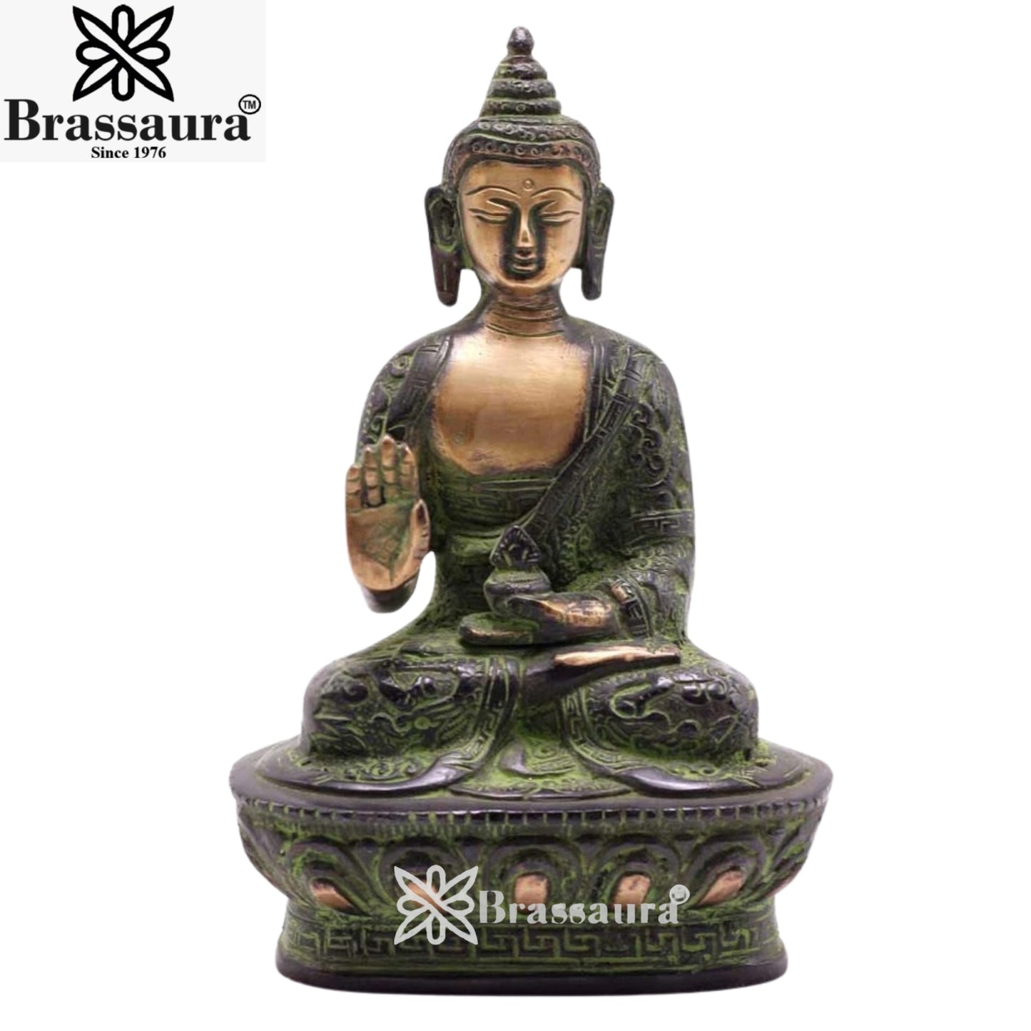 Brass Blessing Buddha Weight 1 kg & Height 7 Inch