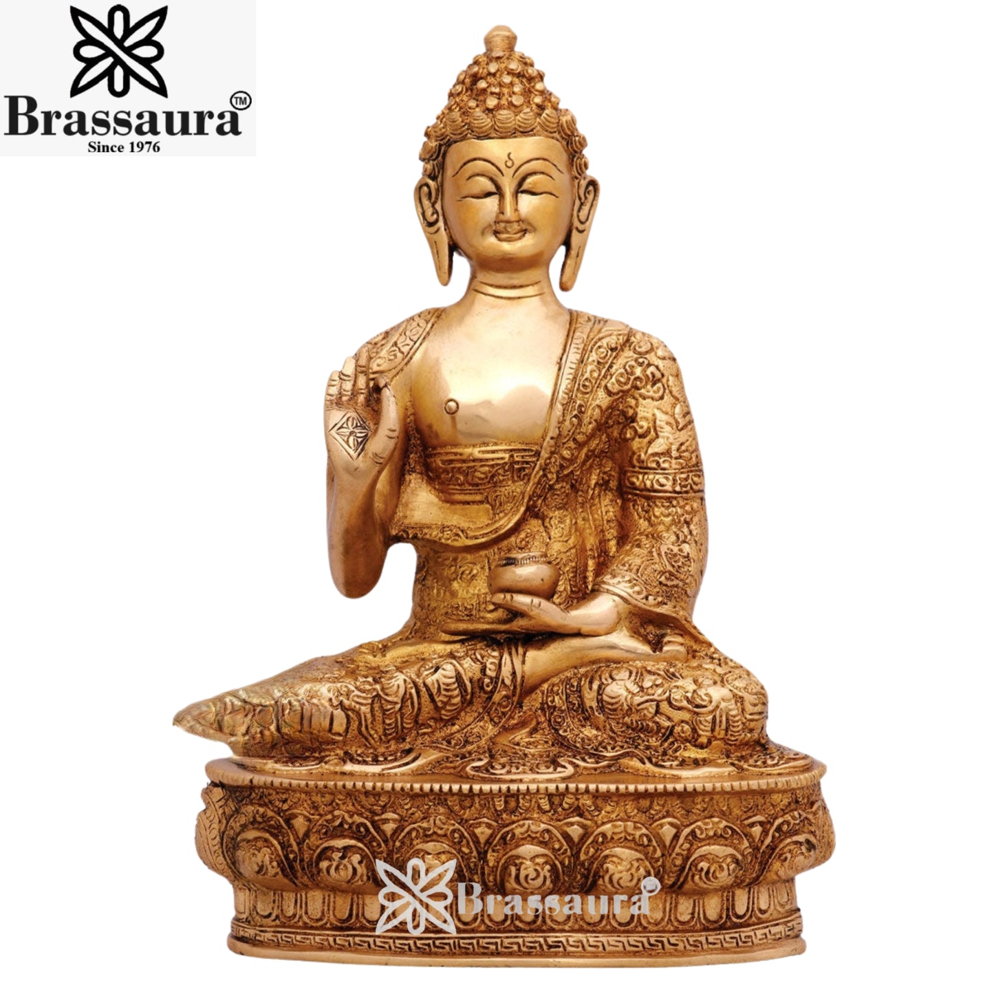 Brass Blessing Buddha Weight 4.5 kg & Height 12 Inch