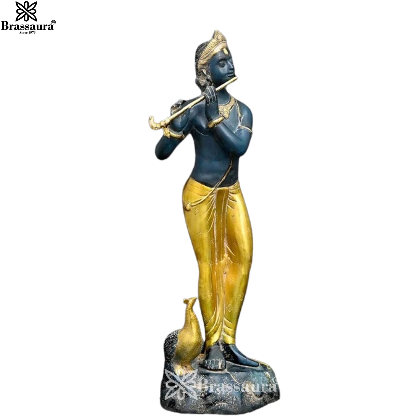 Brass Krishna Murti Weight 14.6 Kg And Height 28.3 Inch