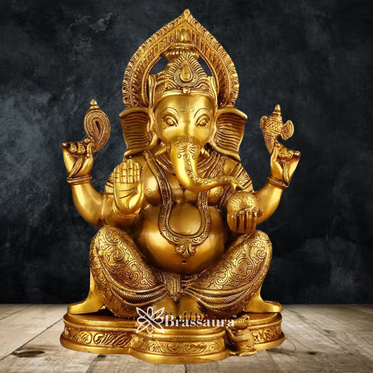 Brass Ganesha Statue Weight 11 Kg & Height 15 Inch