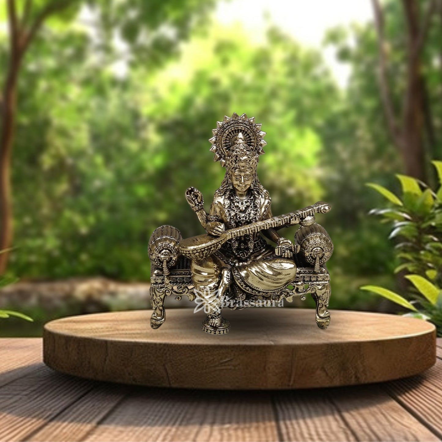 Brass Superfine Saraswati Statue Weight .272 Kg And Height 4 Inch
