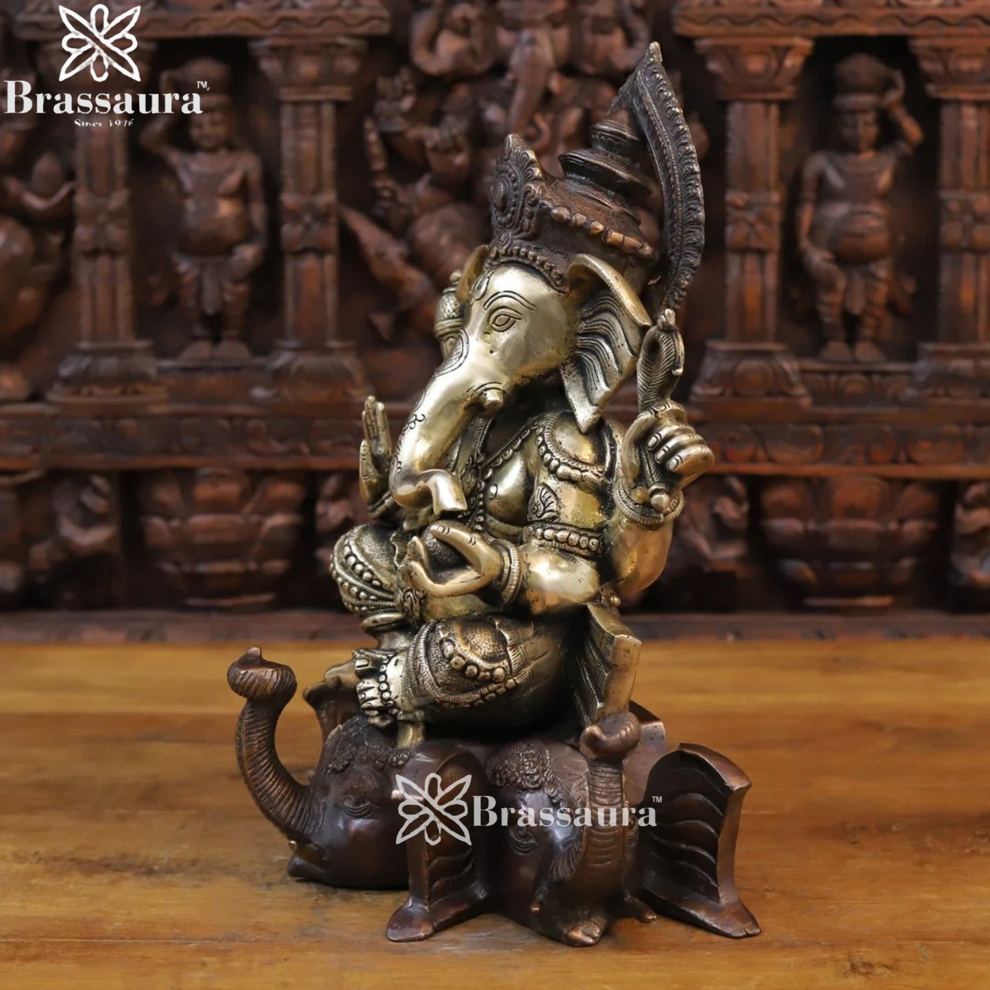 Brass Elephant Ganesha Weight 17 Kg & Height 16.5 Inch