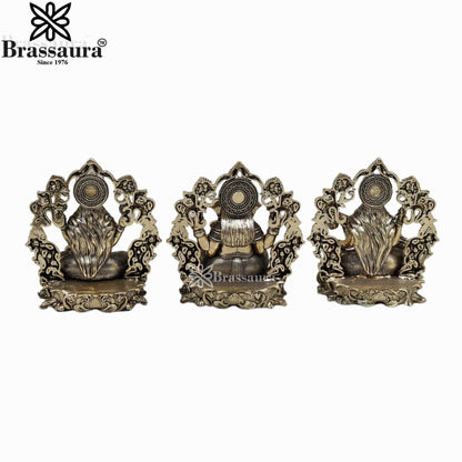 Brass Super Fine Lakshmi Ganesh Saraswati Murti Weight .996 Kg And Height 4 Inch