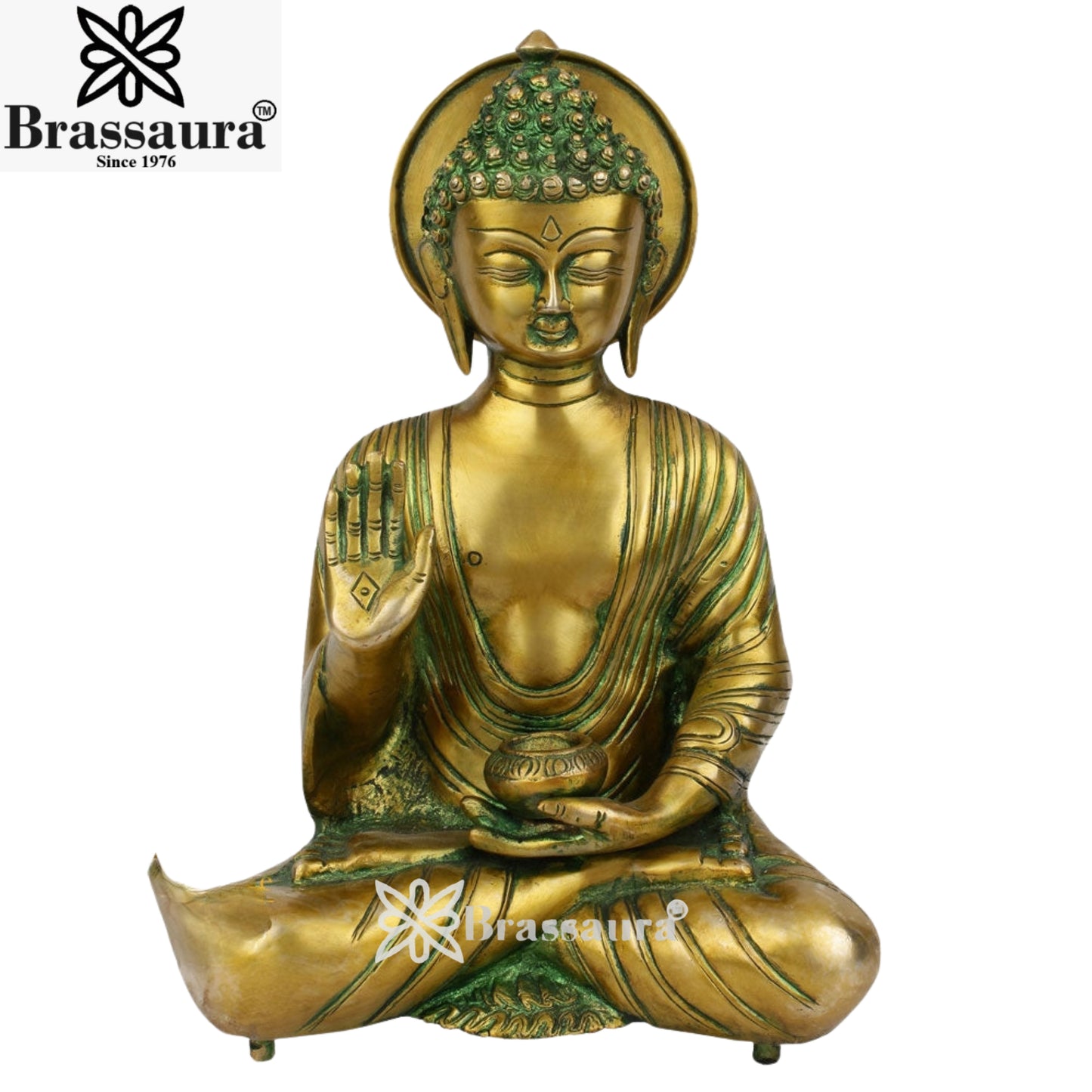 Brass Blessing Buddha Weight 5 kg & Height 12 Inch