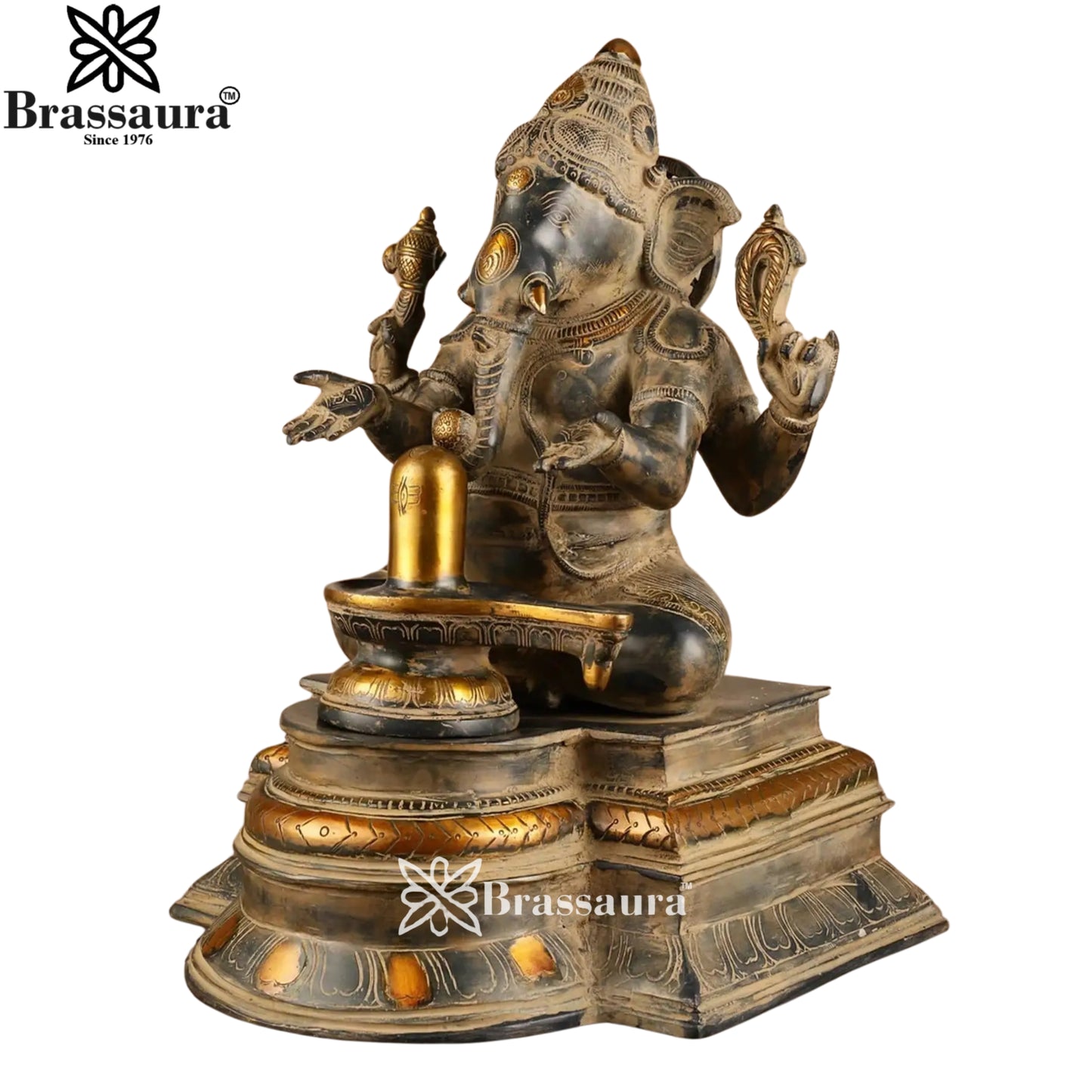 Brass Ganesha & Shivling Weight 10.5 Kg & Height 14.5 Inch