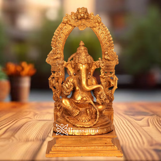 Brass Ring Ganesha Statue Weight 10.6 Kg & Height 17 Inch