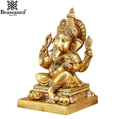 Brass Super fine Lotus Ganesha Weight 12 Kg & Height 12 Inch
