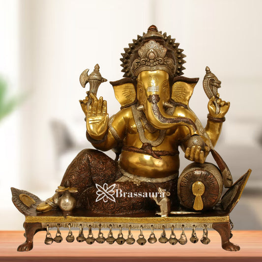 Brass Relaxing Ganesha Weight 17 Kg & Height 16 Inch