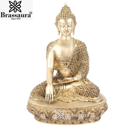 Brass Bhumisprasa Gem Stone Work Buddha Weight 11 Kg & Height 16 Inch