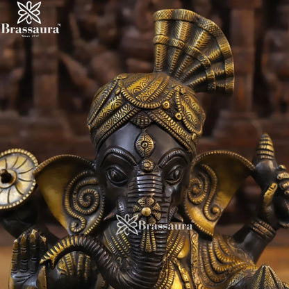 Brass Turban Ganesha Weight 13.3 Kg & Height 16.5 Inch