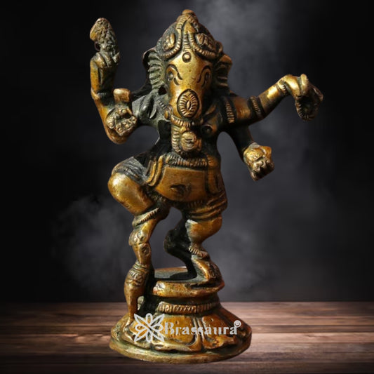Brass Dancing Ganesha Statue Weight .15 Kg And Height 2.1 Inch