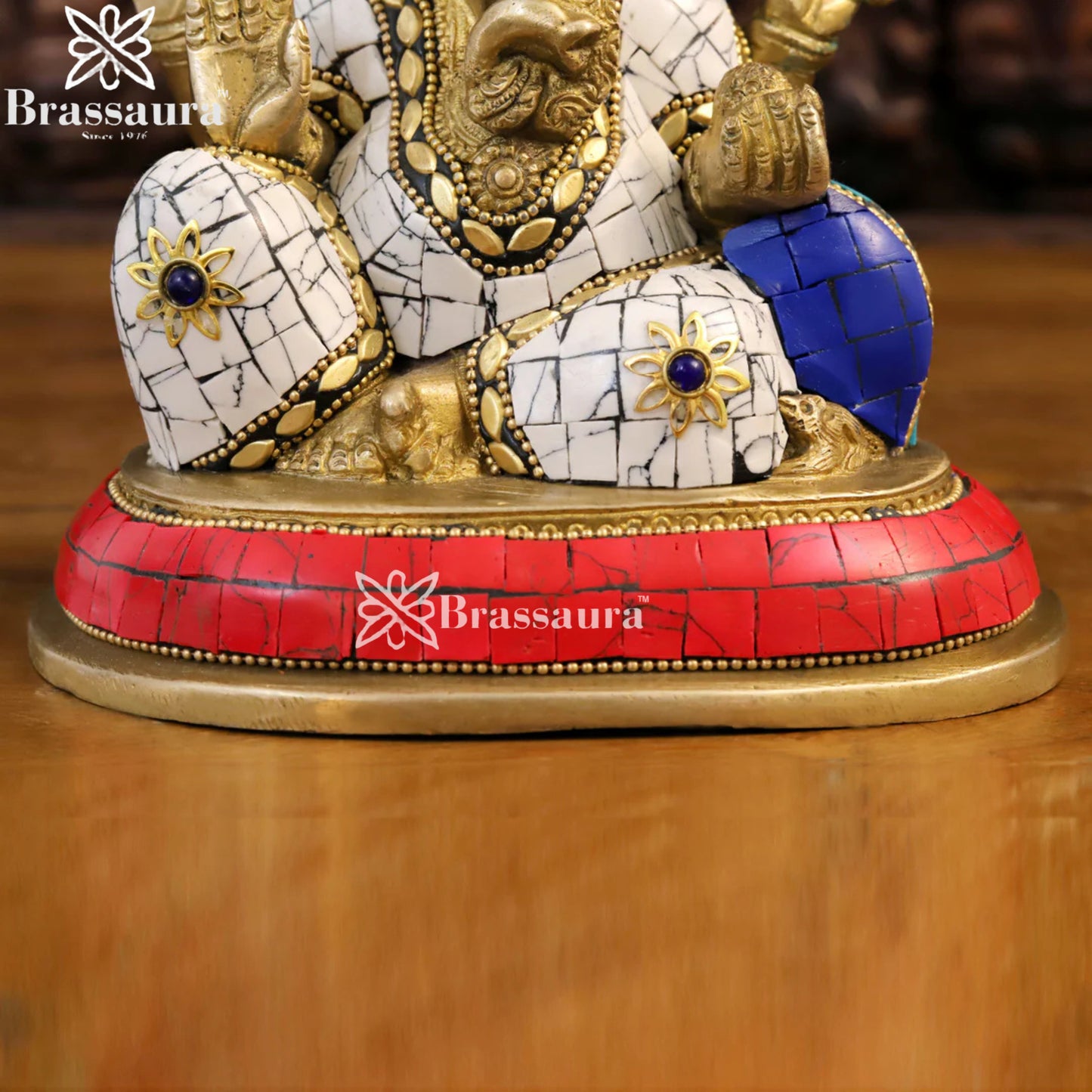 Brass Gem Stone Work Ganesha Weight 2.7 Kg & Height 7 Inch