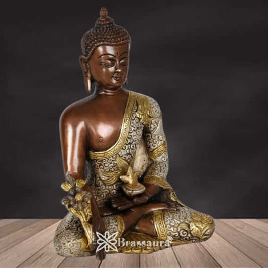Brass Bhumisprasa Buddha Weight 2.5 kg & Height 8 Inch