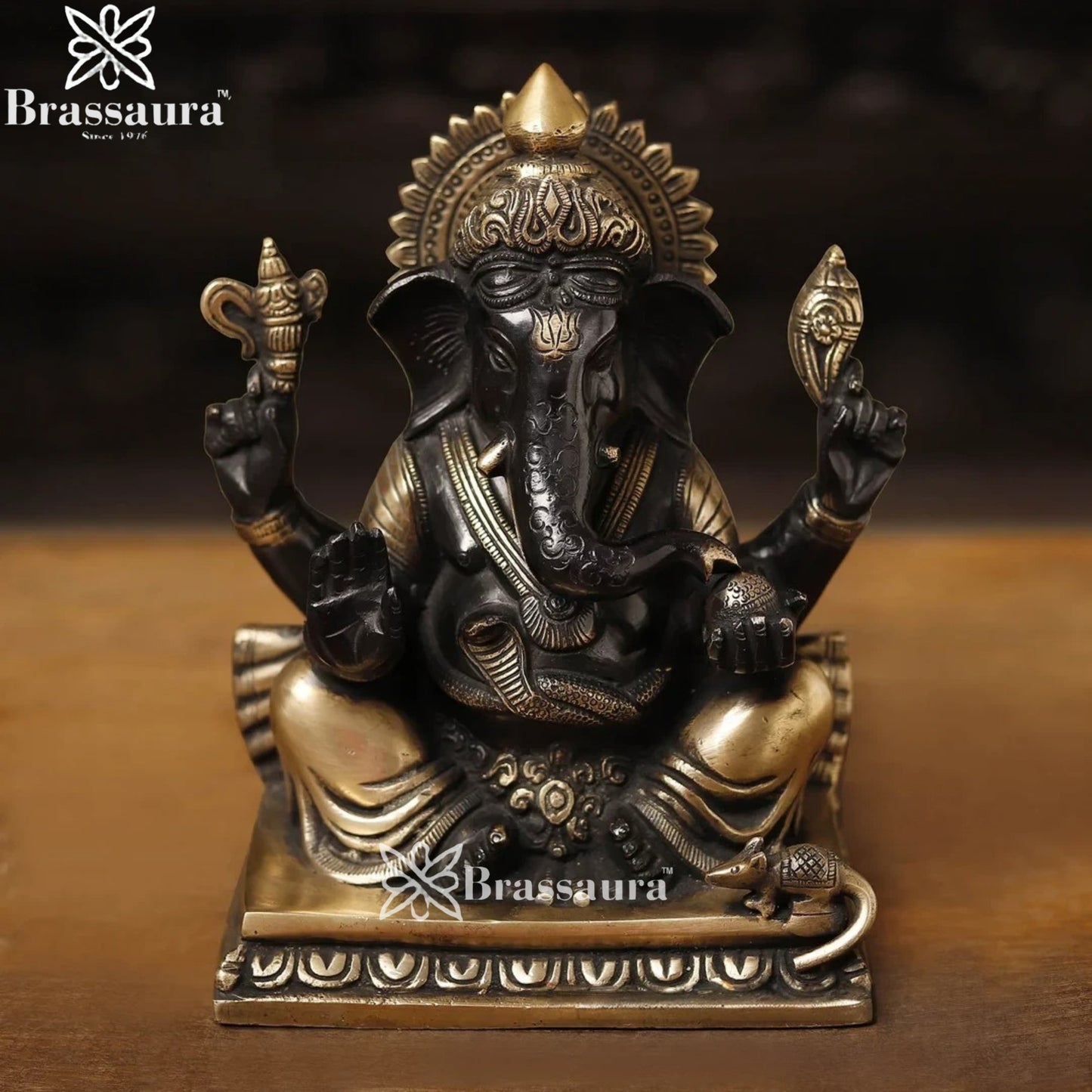 Brass Ganesha Weight 4.6 Kg & Height 9 Inch