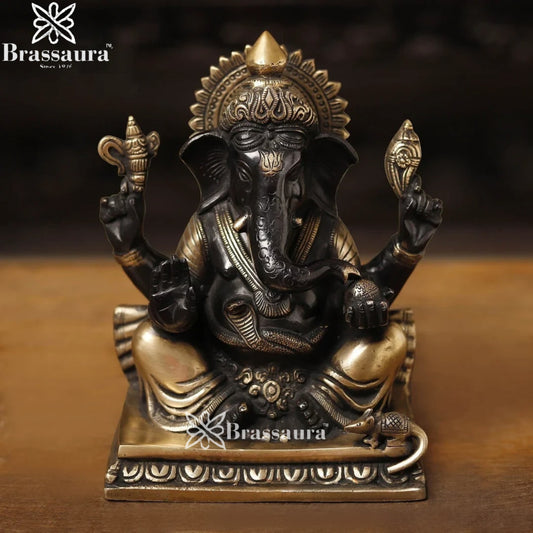 Brass Ganesha Weight 4.6 Kg & Height 9 Inch