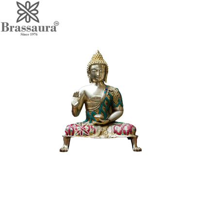 Brass Blessing Antique Buddha Weight 10.5 kg & Height 20 Inch