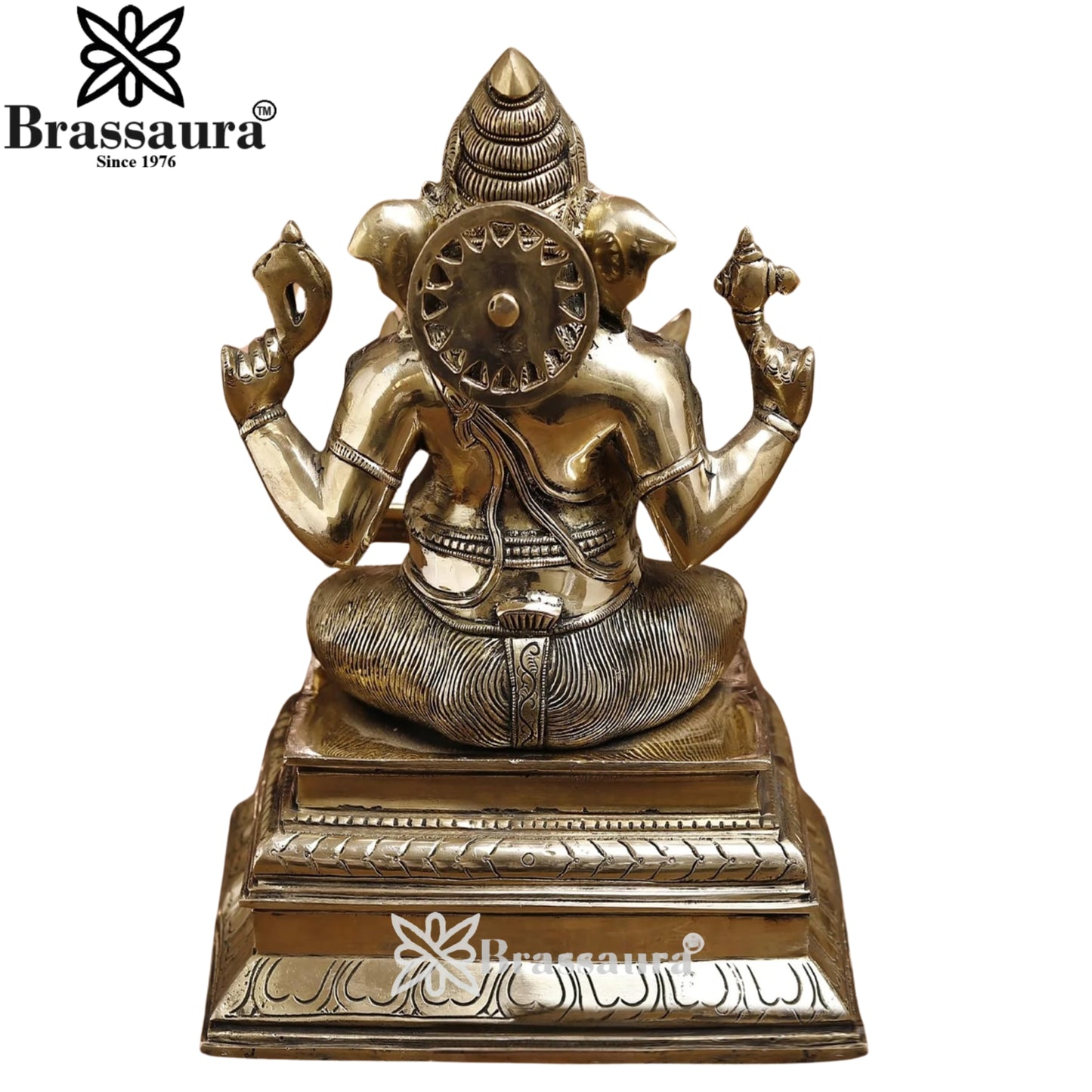 Brass Ganesha With Shivling Statue Weight 10.5 Kg And Height 14.5 Inch