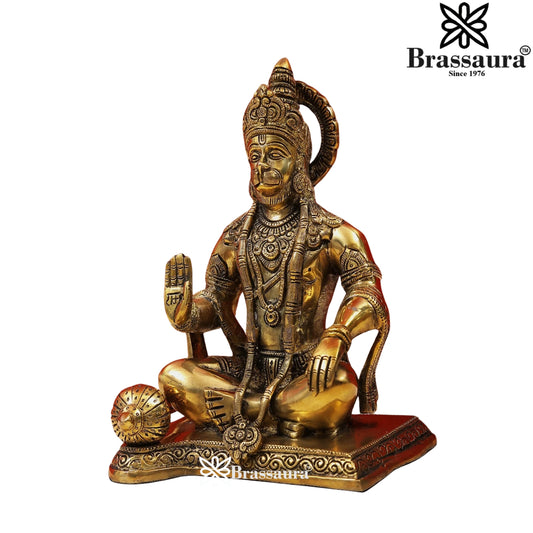 ब्रासुरा™ पीतल का आशीर्वाद हनुमान प्रतिमा – ऊँचाई 9.3 इंच और वज़न 4.2 किलोग्राम | पूजा और मंदिर के उपयोग हेतु