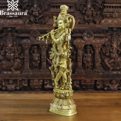 Brass Royal Gold Krishna Murti Weight 15.5 Kg And Height 30 Inch