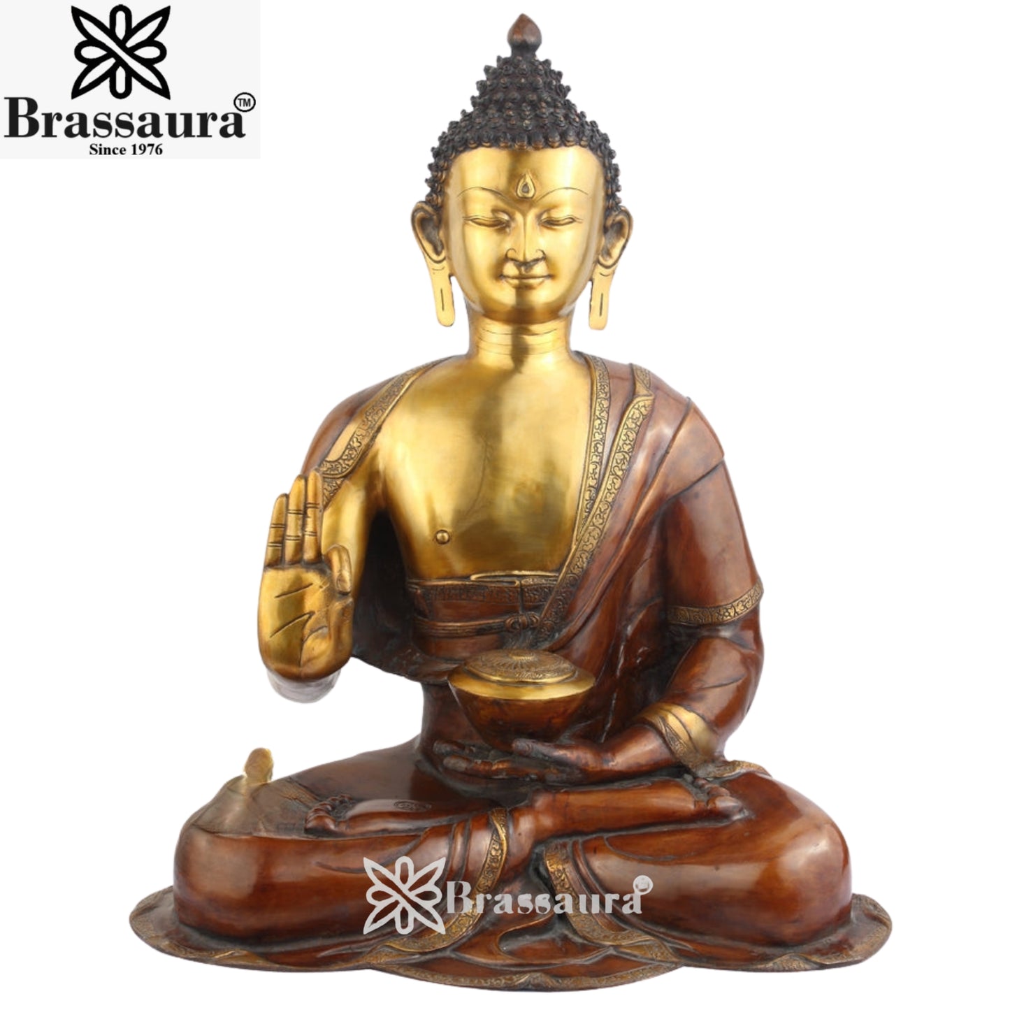 Brass Blessing Buddha Weight 29 Kg & Height 30 Inch