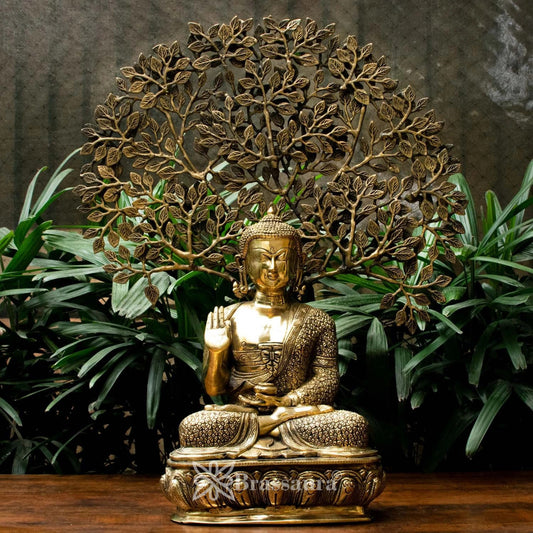 Brass Tree Blessing Artistic Buddha Weight 20 kg & Height 25 Inch
