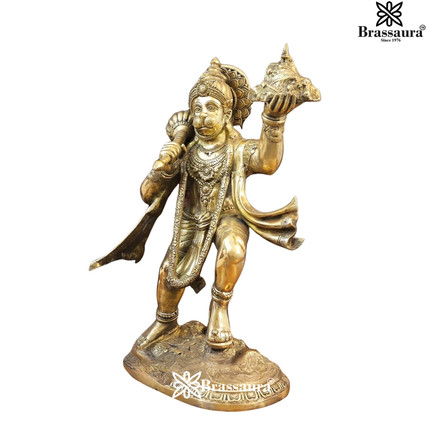 Brassaura™ Handcrafted Brass Hanuman Murti – Height 27 Inches & Weight 25.5 Kgs | Festive Use