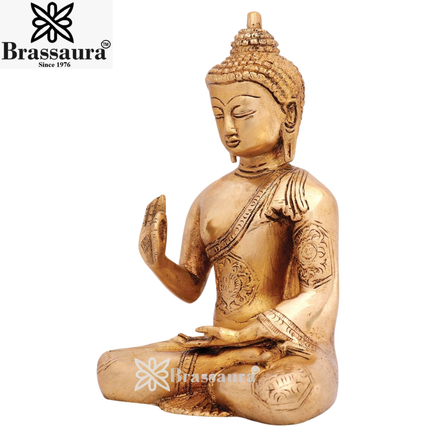 Brass Bhumisprasa Buddha Weight 1.7 kg & Height 7.5 Inch