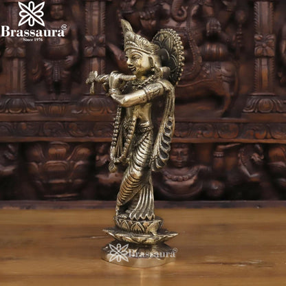 Brass Krishna Murti Weight 2.92 Kg And Height 11.5 Inch