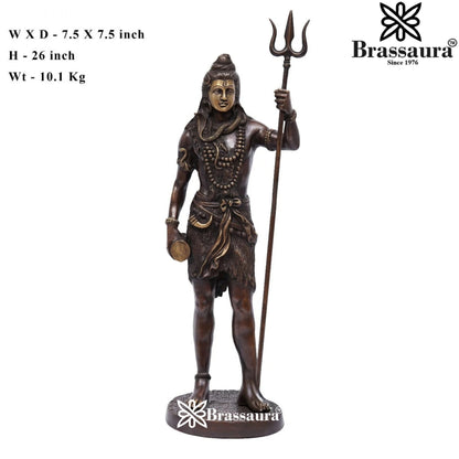 Brassaura™ Premium Brass Shiva Idol – Height 26 Inches & Weight 11 Kgs | Traditional Temple Statue