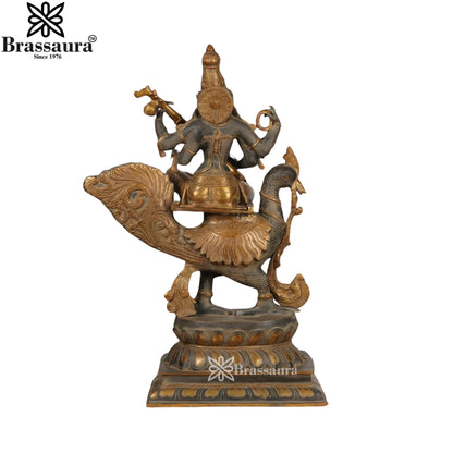 Brass Saraswati Statue Weight 33.5 Kg And Height 28 Inch